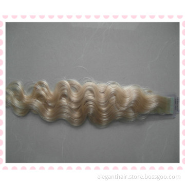 Skin Weft Hair Blonde Curly Tape Hair Extensions